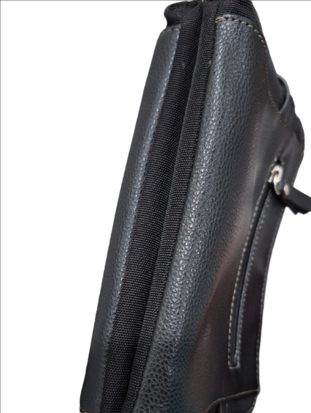 Roots 73 Black Pebbled Vegan Leather Crossbody Bag Triple Zip Multi-Pocket Purse - Picture 13 of 16